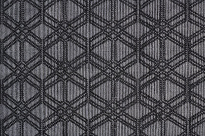 5' X 8' Black And Gray Wool Geometric Hand Woven Area Rug With Fringe