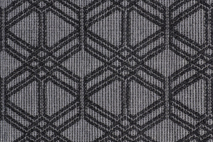 5' X 8' Black And Gray Wool Geometric Hand Woven Area Rug With Fringe