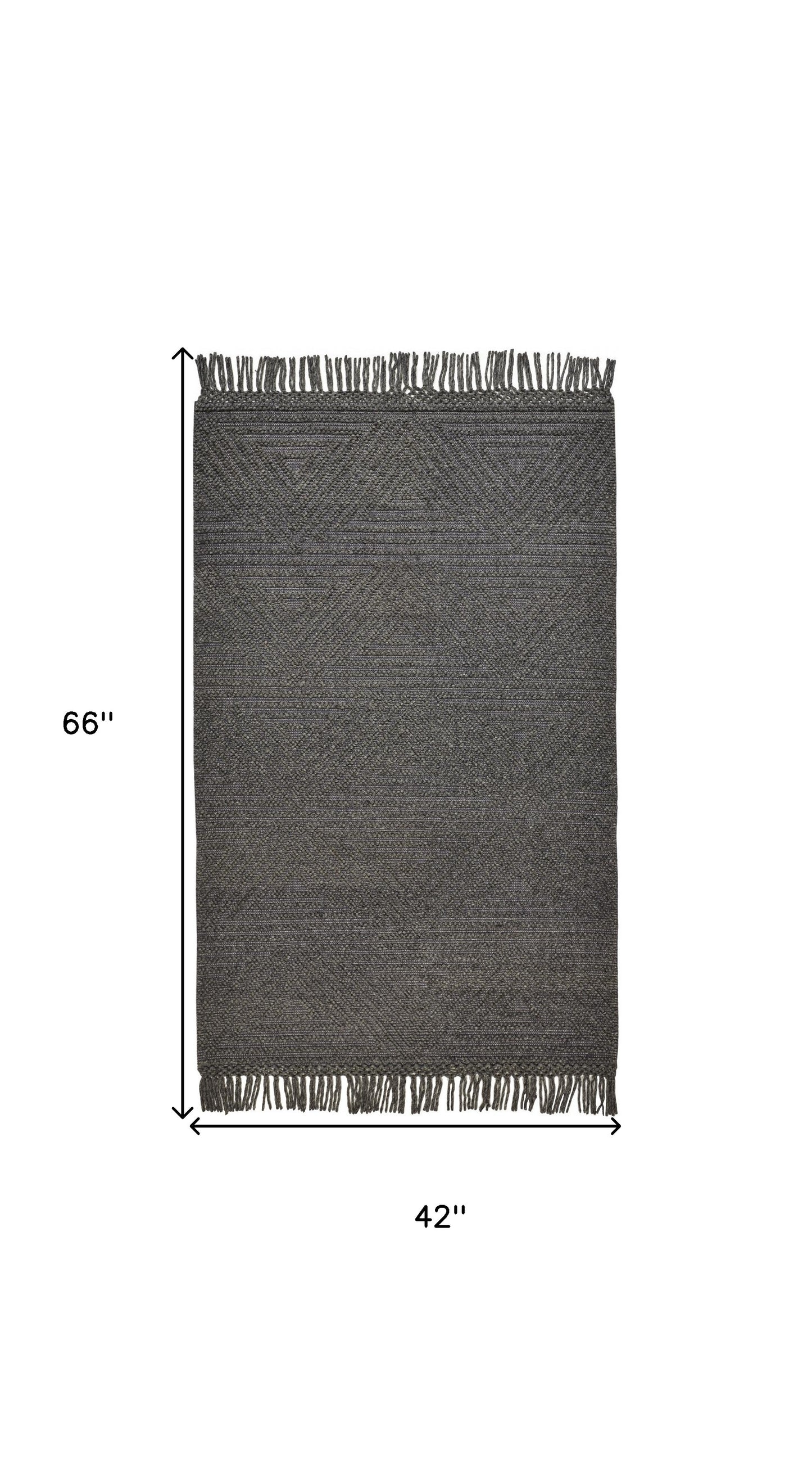 4' X 6' Gray Wool Geometric Hand Woven Area Rug With Fringe