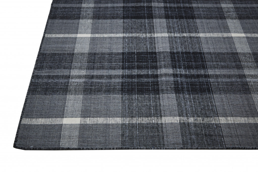 4' X 6' Black Gray And White Abstract Hand Woven Stain Resistant Area Rug
