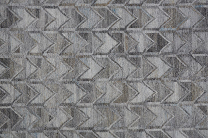 4' X 6' Gray Silver And Taupe Geometric Hand Woven Stain Resistant Area Rug With Fringe