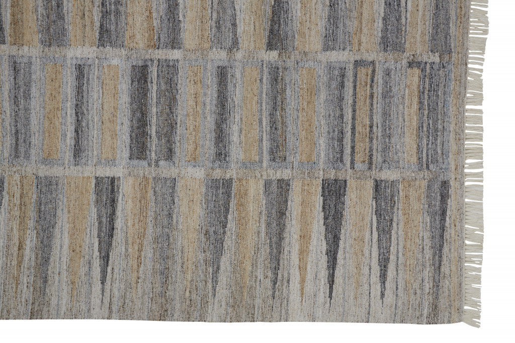 4' X 6' Tan Gray And Taupe Geometric Hand Woven Stain Resistant Area Rug With Fringe