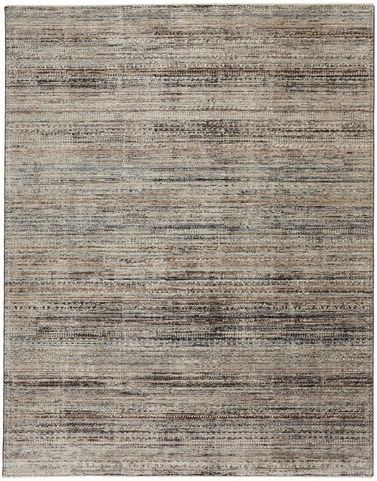 2' X 3' Ivory Gray And Black Abstract Distressed Area Rug With Fringe