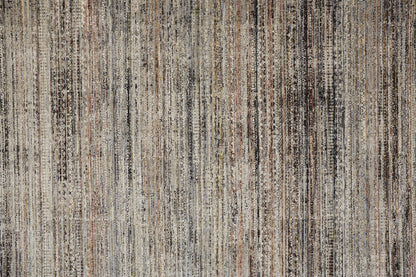 2' X 3' Ivory Gray And Black Abstract Distressed Area Rug With Fringe