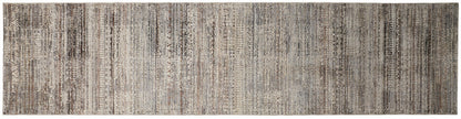 2' X 3' Ivory Gray And Black Abstract Distressed Area Rug With Fringe