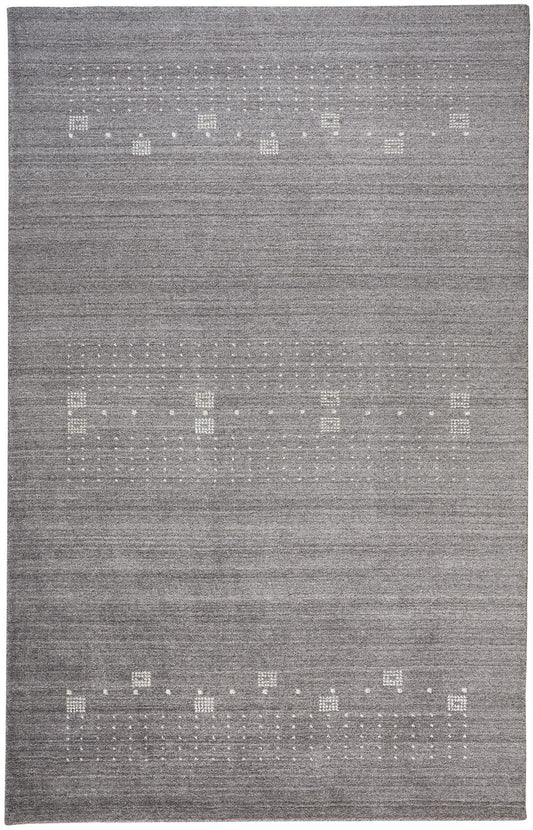 5' X 8' Gray And Ivory Wool Hand Knotted Stain Resistant Area Rug
