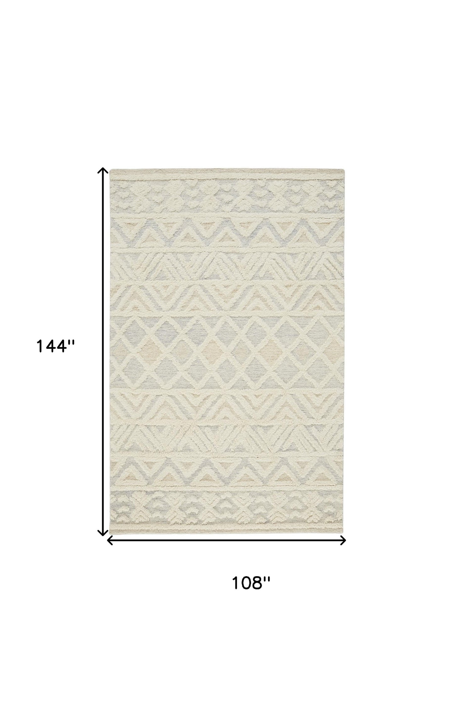 4' X 6' Ivory Blue And Tan Wool Geometric Tufted Handmade Stain Resistant Area Rug