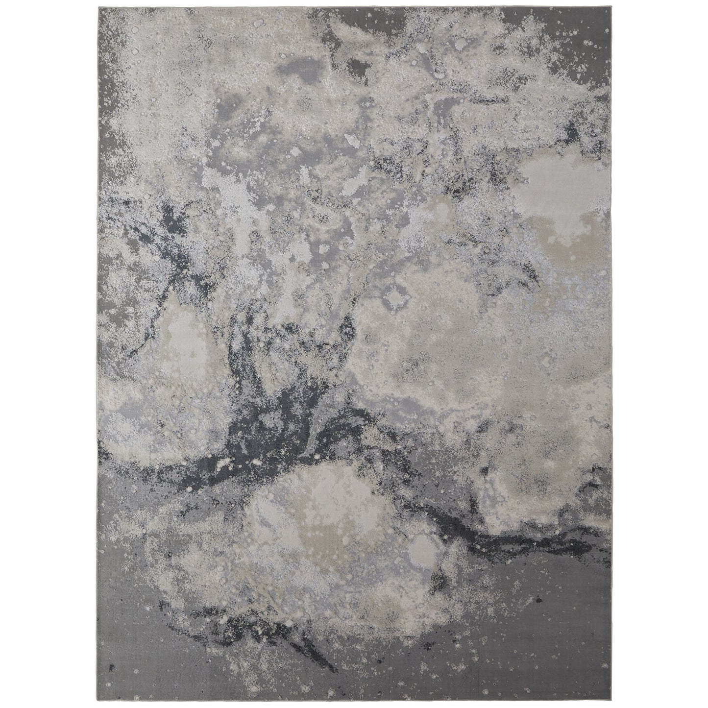 5' X 8' Ivory Gray And Black Abstract Power Loom Area Rug