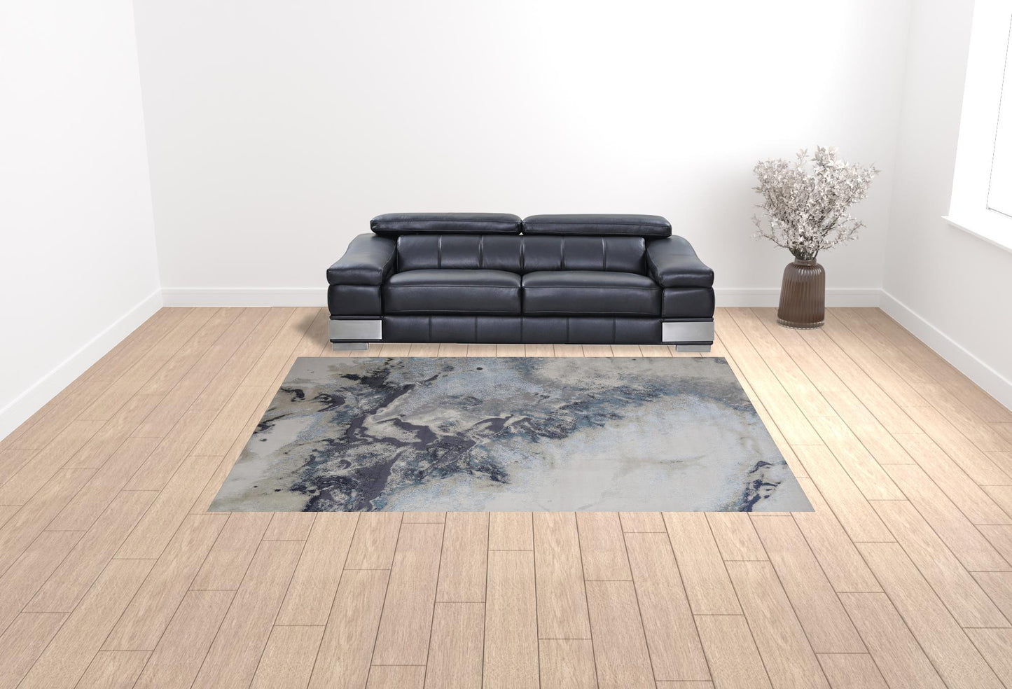 5' X 8' Blue Abstract Area Rug