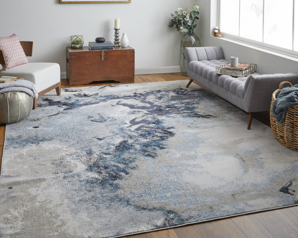 5' X 8' Blue Abstract Area Rug