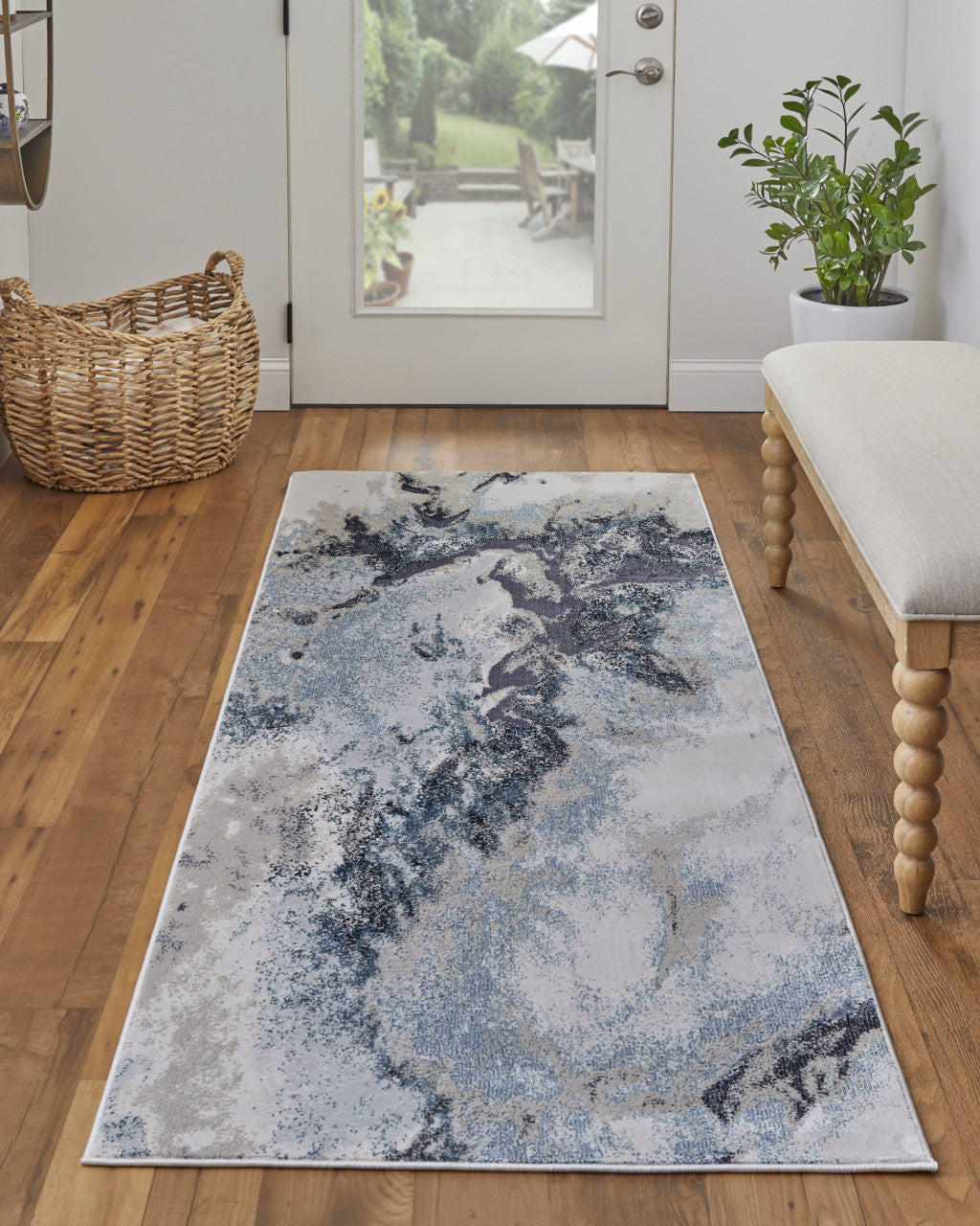 5' X 8' Blue Abstract Area Rug