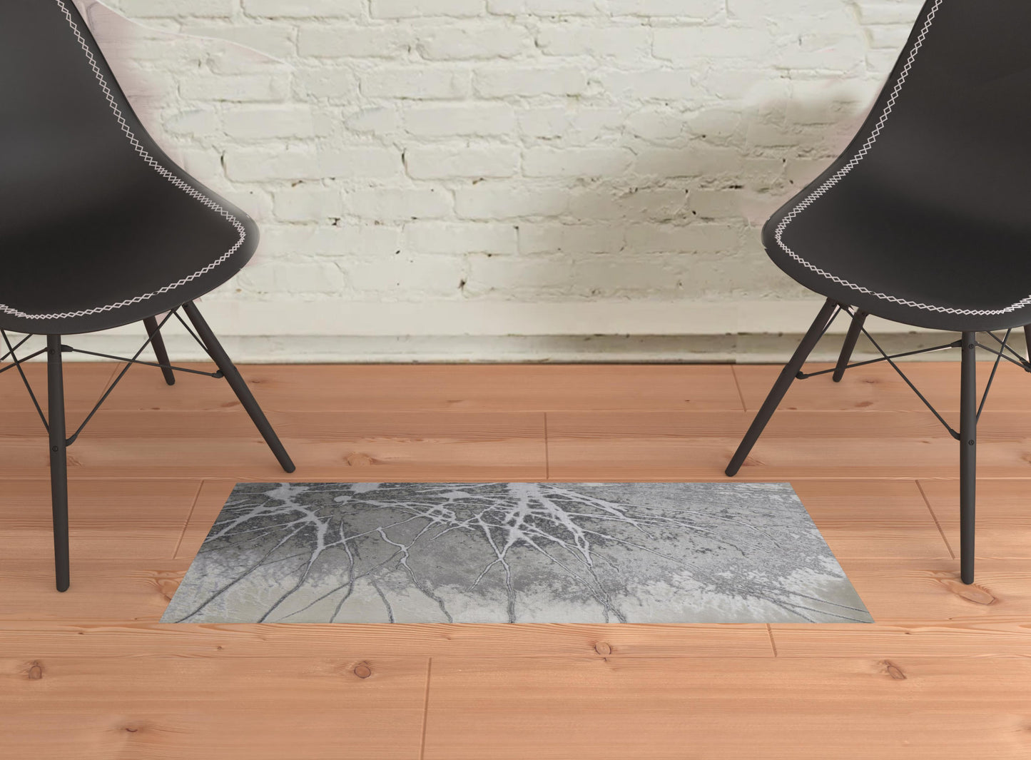 10' X 13' Gray Silver And Ivory Abstract Power Loom Area Rug
