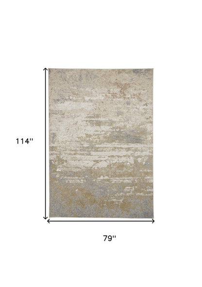 4' X 6' Ivory Gold And Gray Abstract Area Rug