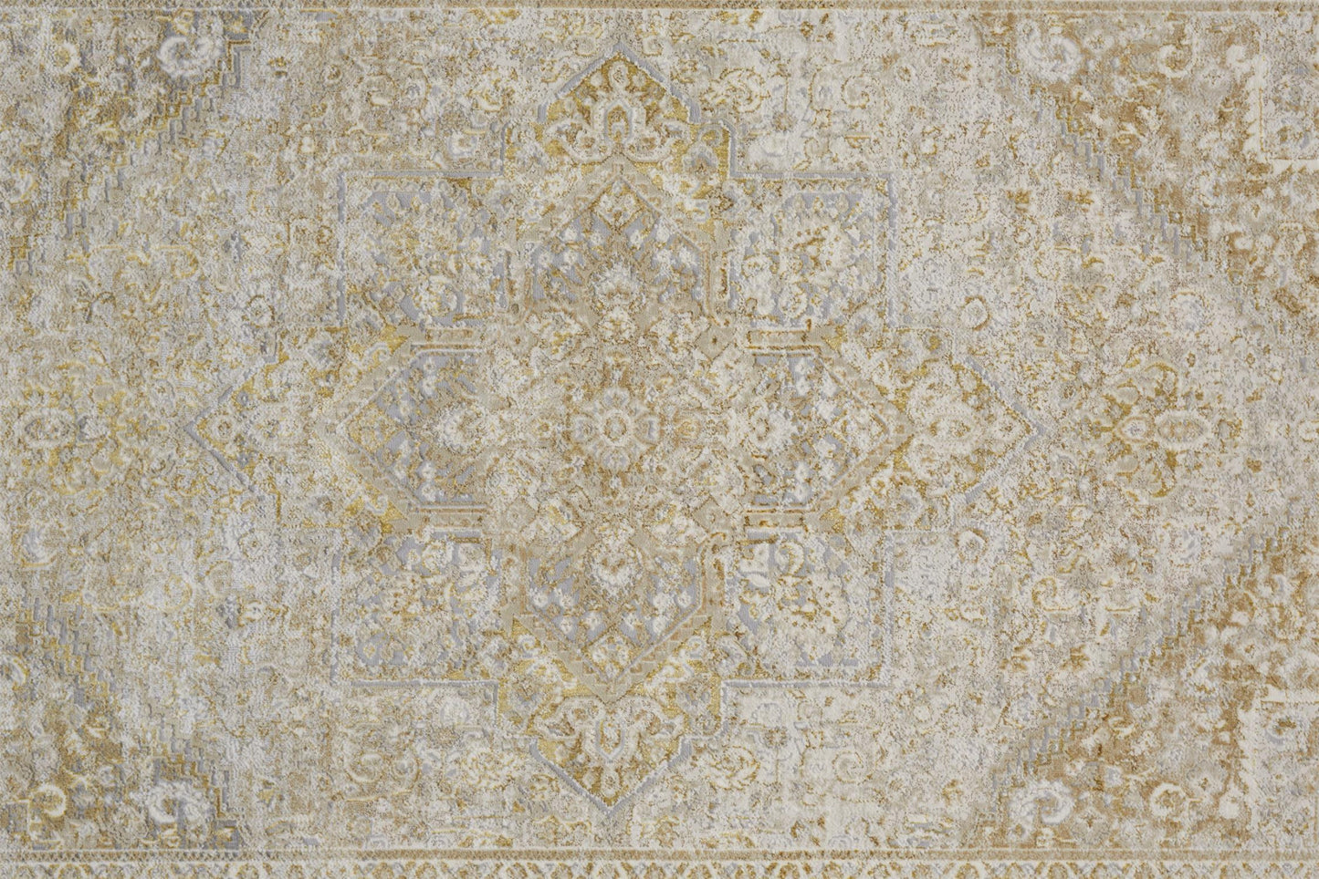 4' X 6' Ivory And Gold Floral Area Rug