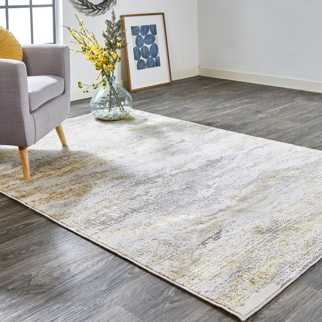 4' X 6' Gold Gray And Ivory Abstract Area Rug