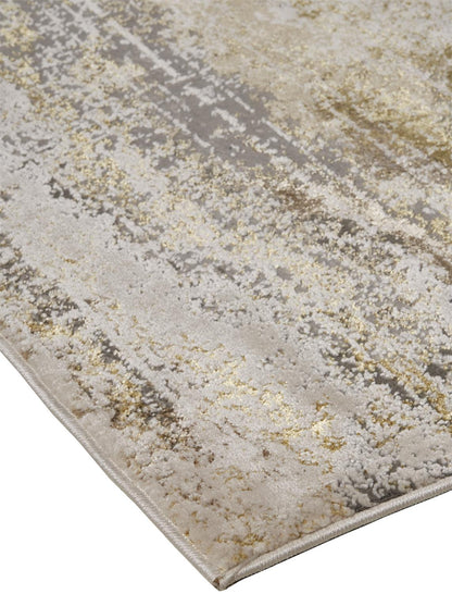 4' X 6' Gold Gray And Ivory Abstract Area Rug