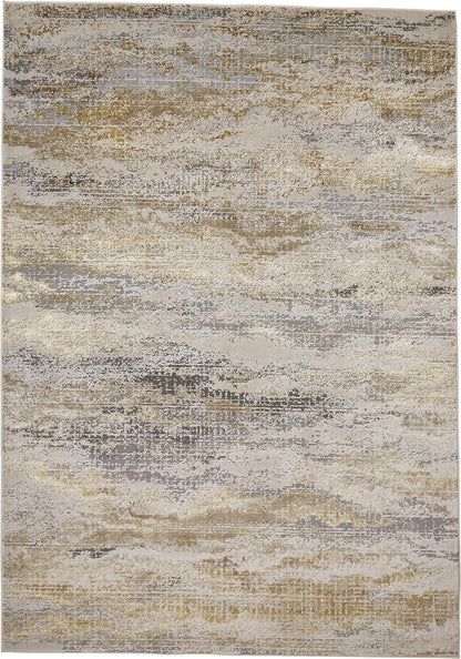 4' X 6' Gold Gray And Ivory Abstract Area Rug
