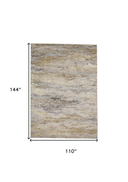 4' X 6' Gold Gray And Ivory Abstract Area Rug