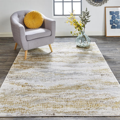 4' X 6' Gold Gray And Ivory Abstract Area Rug