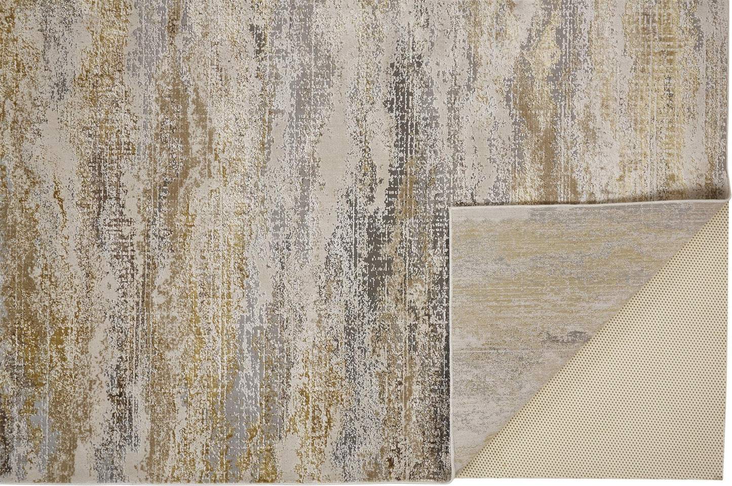 4' X 6' Gold Gray And Ivory Abstract Area Rug