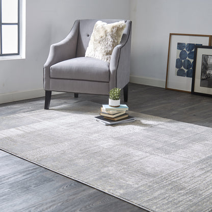 5' X 8' Gray And Ivory Abstract Stain Resistant Area Rug