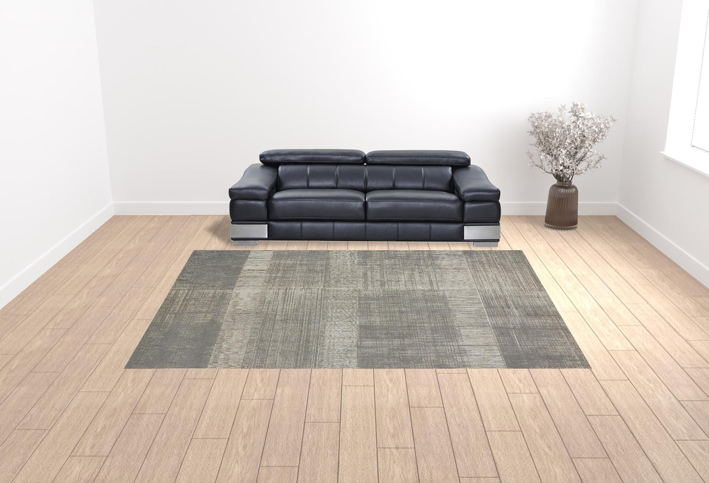 5' X 8' Gray And Ivory Abstract Stain Resistant Area Rug