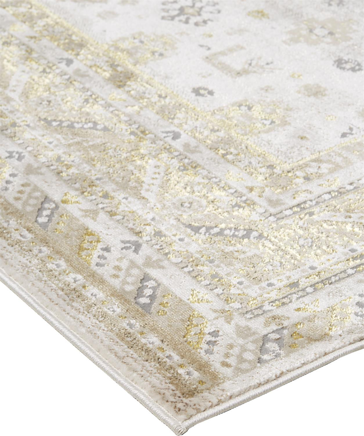 4' X 6' Gold And Ivory Floral Area Rug