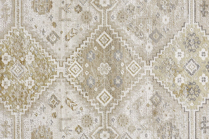 4' X 6' Gold And Ivory Floral Area Rug