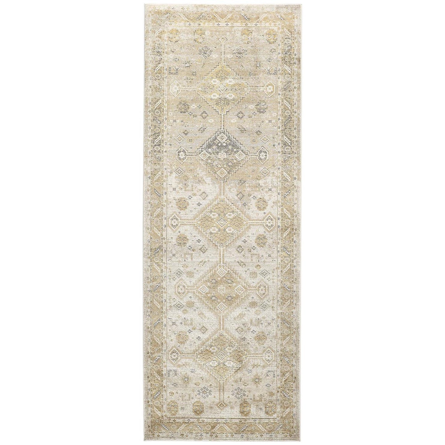 4' X 6' Gold And Ivory Floral Area Rug