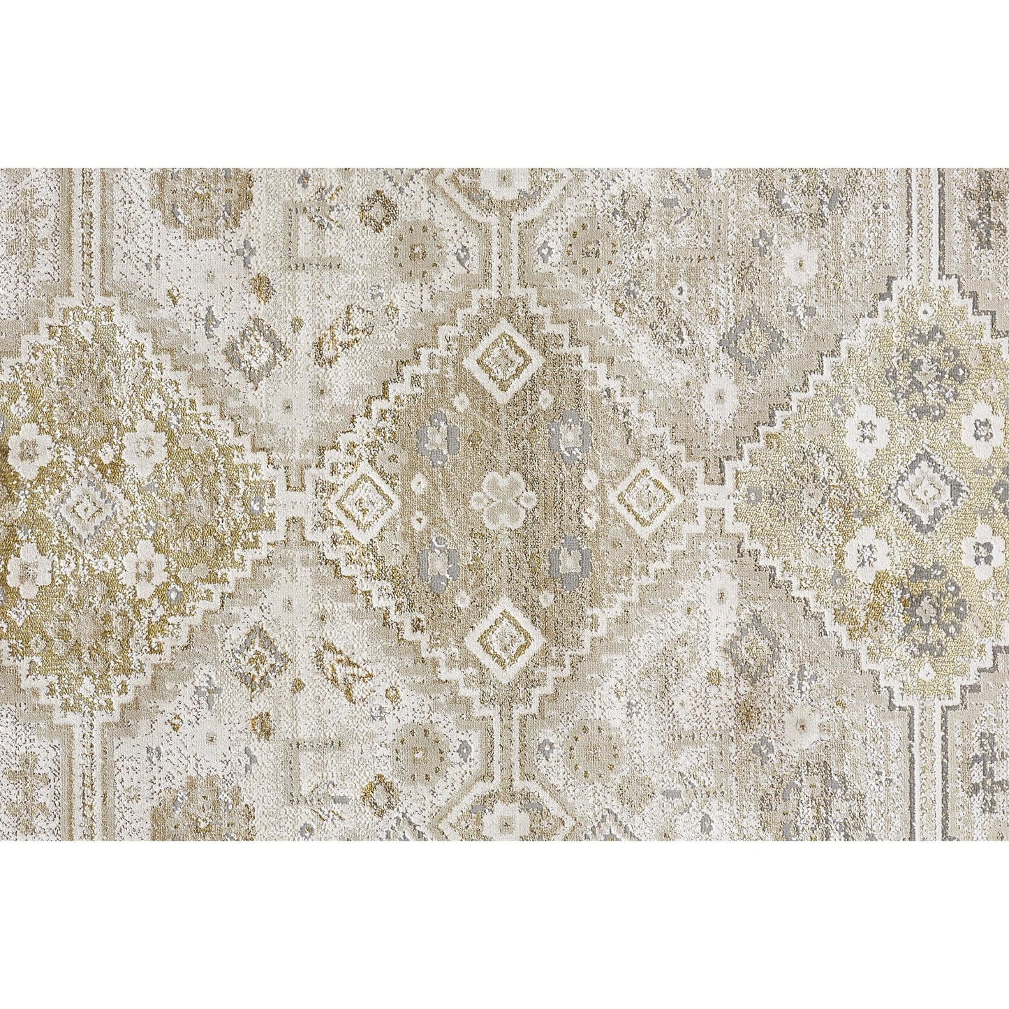 4' X 6' Gold And Ivory Floral Area Rug