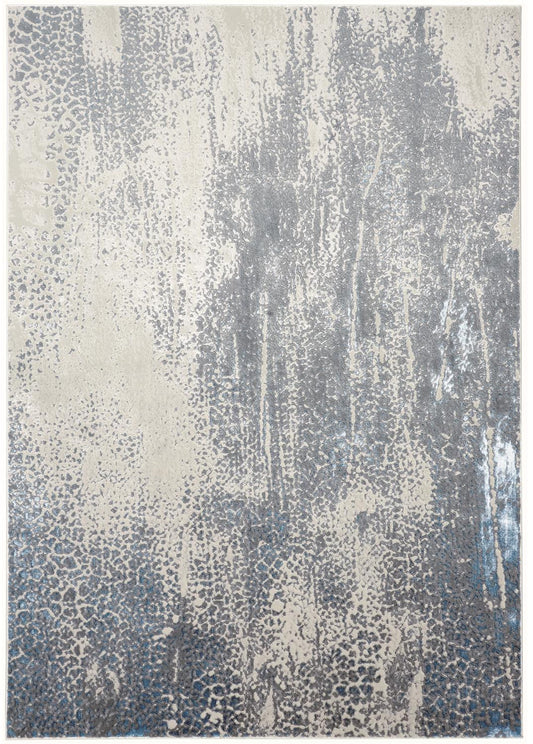 4' X 6' Gray Blue And Ivory Abstract Area Rug