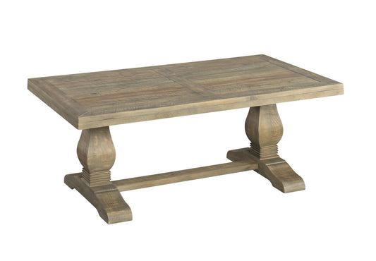 50" Reclaimed Natural Solid Wood Rectangular Distressed Coffee Table