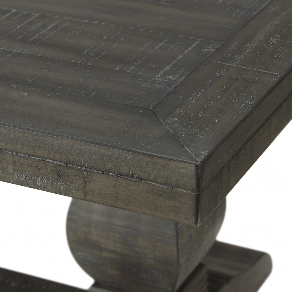 50" Grey Wood Rectangular Distressed Pedestal Coffee Table