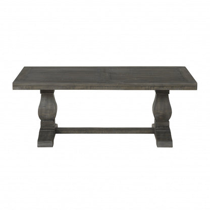 50" Grey Wood Rectangular Distressed Pedestal Coffee Table