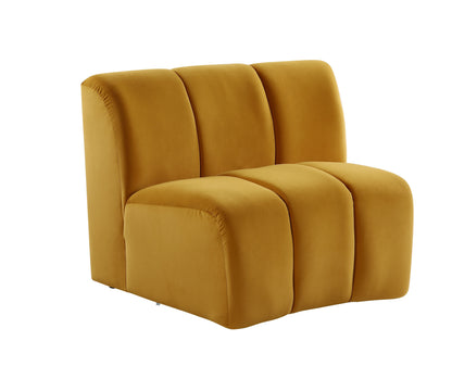 43" Yellow And Black Velvet Slipper Chair