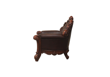 48" Dark Brown Faux Leather Tufted Club Chair