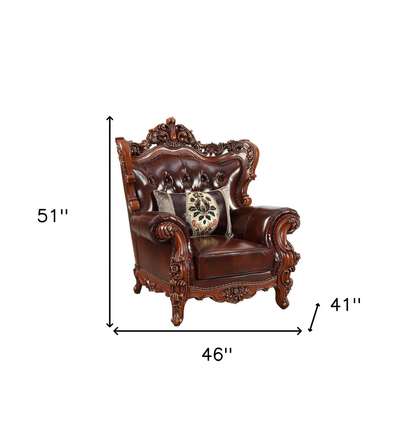46" Dark Brown and Chocolate Faux Leather Tufted Wingback Chair