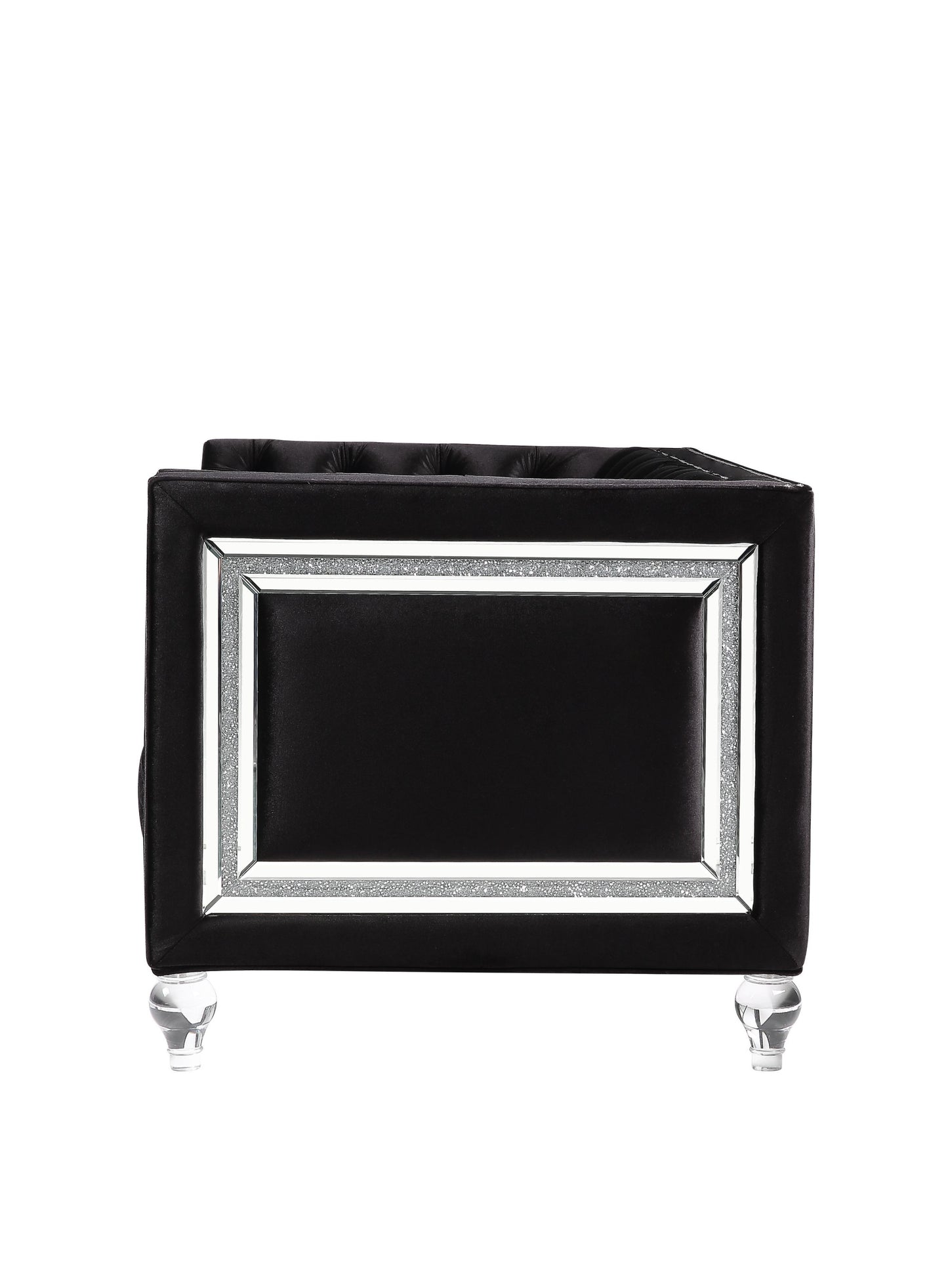 40" Black Velvet Tufted Arm Chair