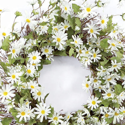 23" Green and White Artificial Spring Daisy Wreath