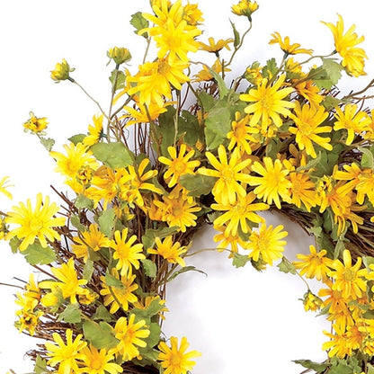 23" Green and Yellow Artificial Spring Daisy Wreath