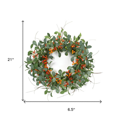 21" Green and Orange Artificial Mixed Assortment Wreath
