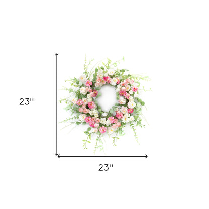 23" Pink and Green Artificial Peony Wreath