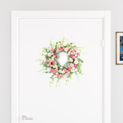 23" Pink and Green Artificial Peony Wreath