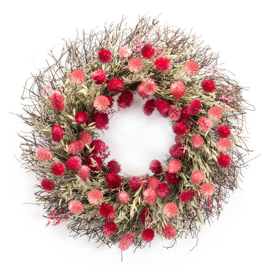21" Pink and Green Artificial Twig Wreath