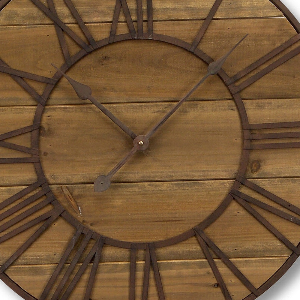 24" Circle Copper Solid Wood Analog Wall Clock