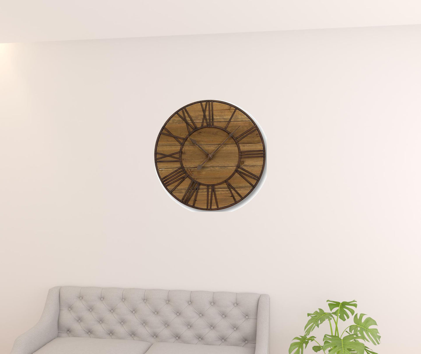 24" Circle Copper Solid Wood Analog Wall Clock