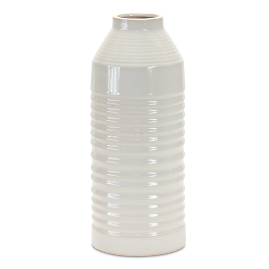 14.75" Terracotta White Round Table vase