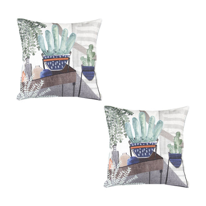 Set Of Two 15 x 6 Green Cotton blend Zippered Pillow