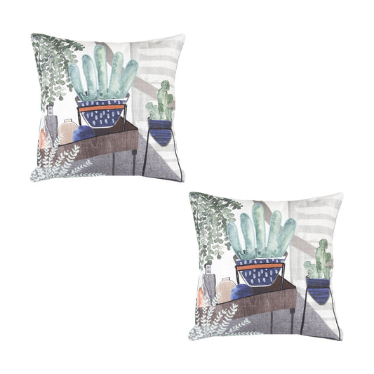 Set Of Two 15 x 6 Green Cotton blend Zippered Pillow