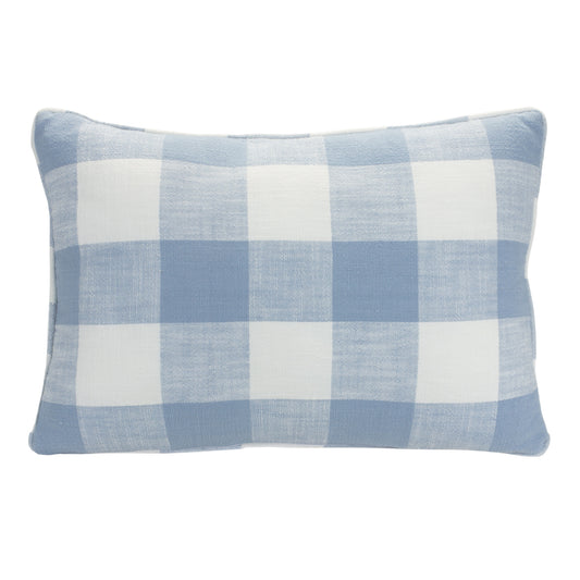 20 x 6.5 White Cotton blend Checkered Zippered Pillow